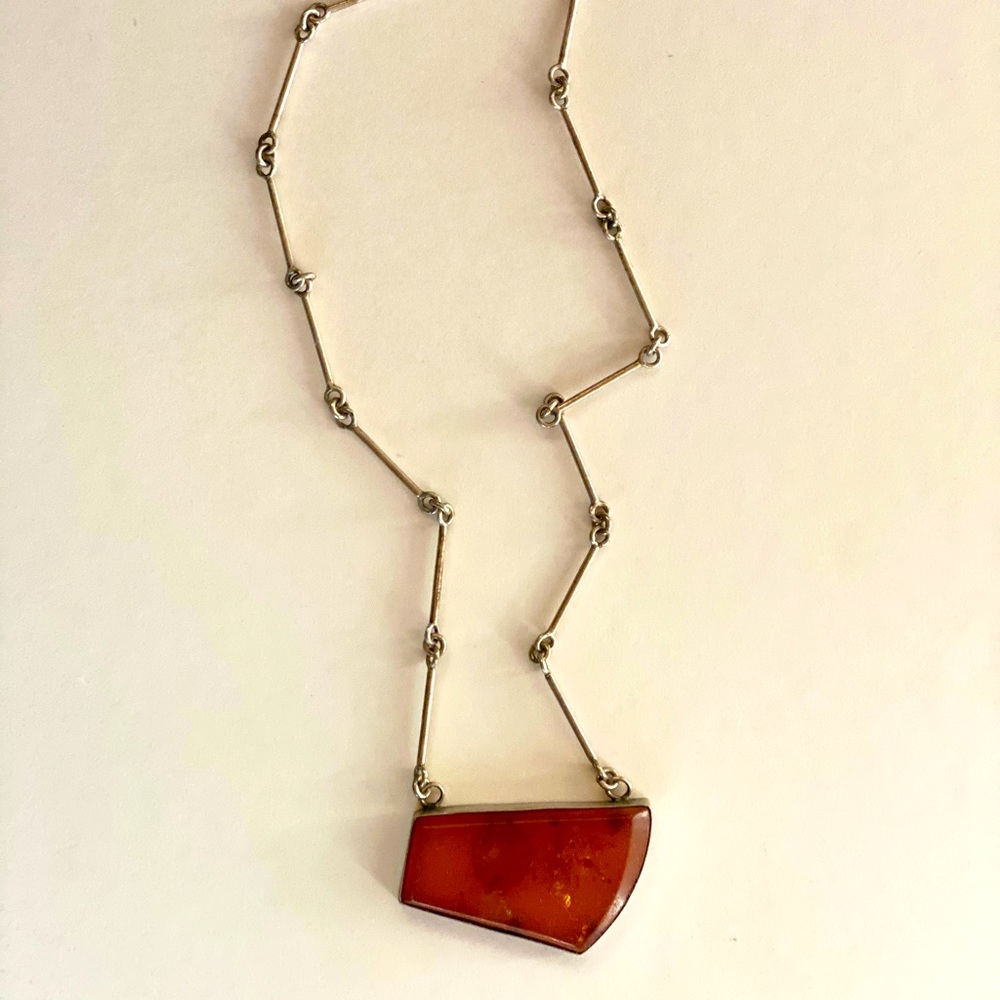 Amber and silver necklace